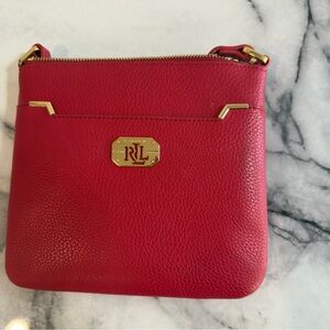 Ralph Lauren Red Pebbled Leather Crossbody Bag